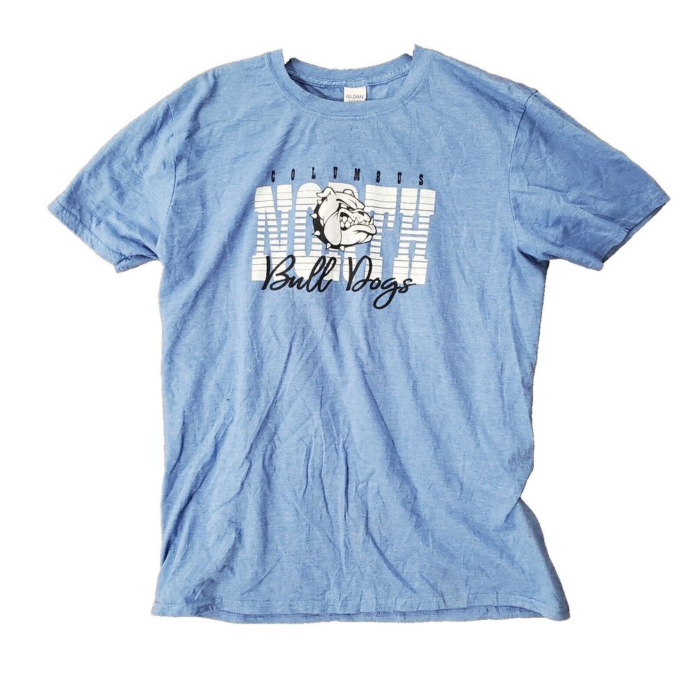 Columbus North Bulldogs Blue T-Shirt Large Short Sleeve Mascot Graphic Tee